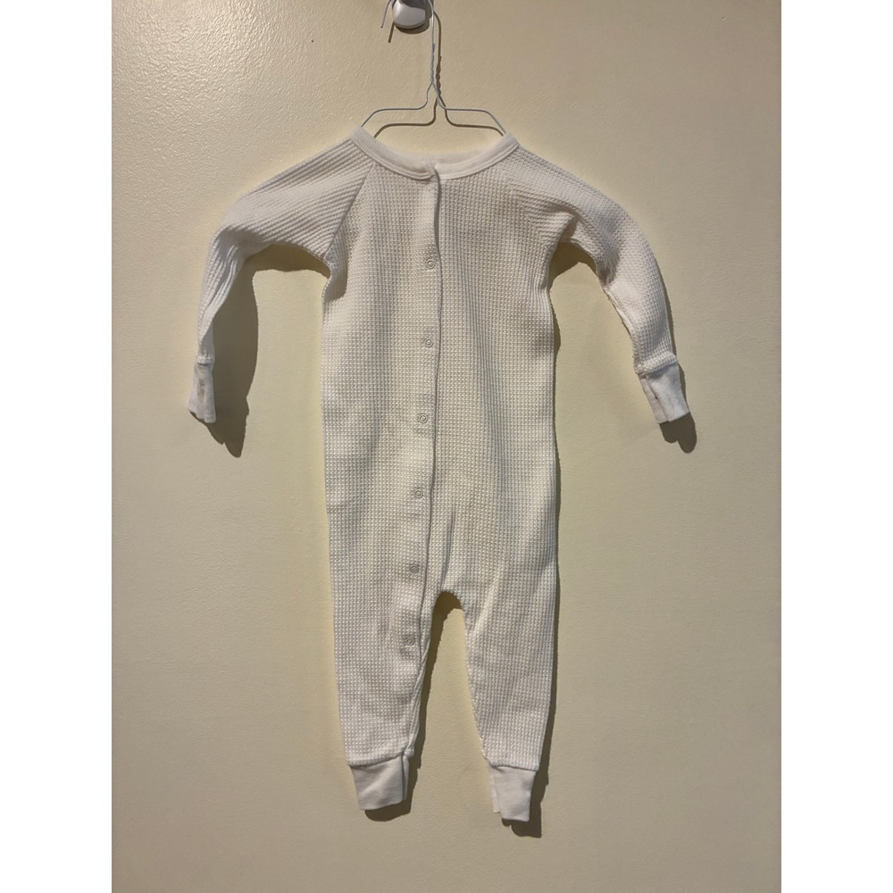 Circo Baby White Waffle Knit Thermal Union Suit Snaps 12 Months Long Sleeve